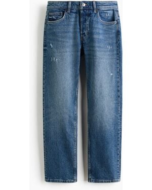 H&M Straight Regular Waist Jeans - Blau