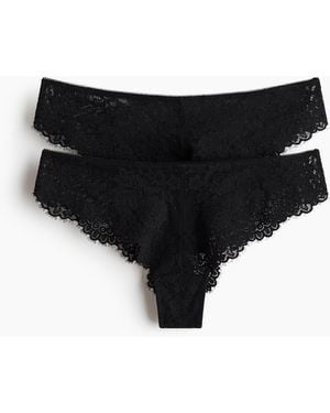 H&M 2er-Pack Brazil Slips aus Spitze - Schwarz