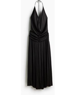 H&M Halterjurk Met Watervalhals - Zwart