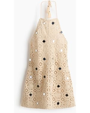 H&M Strandkleid im Häkellook mit Verzierungen - Natur