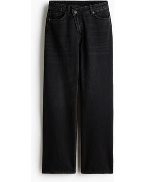 H&M Wide Regular Waist Jeans - Schwarz