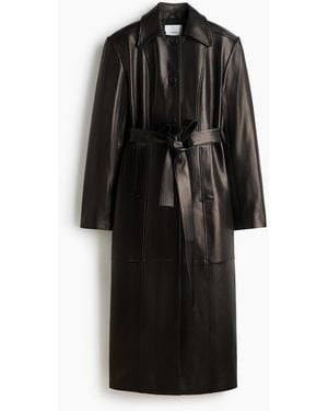 H&M Leren Jas Met Strikceintuur - Zwart