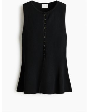 H&M Gerippte Weste mit Peplum - Schwarz