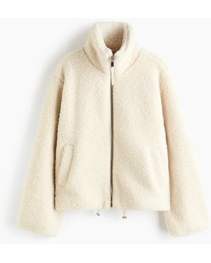 H&M Teddyfleecejacke mit Kordelzug - Weiß