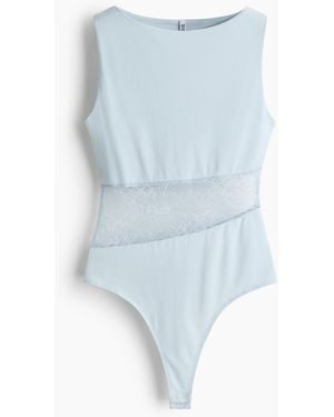 H&M Tangabody mit Spitzeneinsatz - Blau