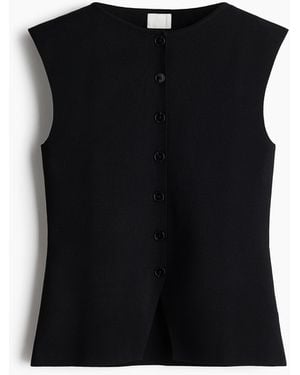 H&M Ribgebreid Gilet Met Boothals - Zwart
