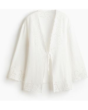 H&M Strandkaftan Van Katoenen Mousseline - Wit
