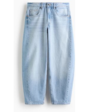H&M Barrel Regular Waist Ankle Jeans - Blau