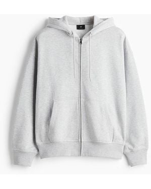 H&M Hoodiejacke mit Zipper in Oversized Fit - Weiß