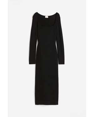 H&M Bodycon-Kleid mit eckigem Ausschnitt - Schwarz