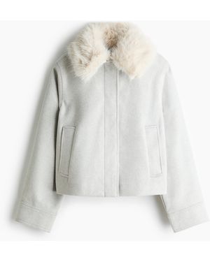 H&M Jacke mit flauschigem Kragen - Weiß
