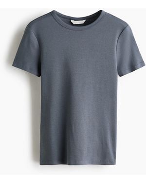 H&M Geripptes T-Shirt - Blau
