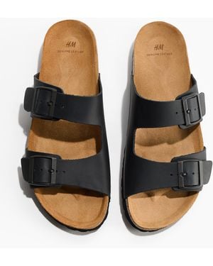 H&M Ledersandalen - Schwarz