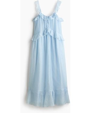H&M Kleid mit Volantbesätzen und Bindedetail - Blau