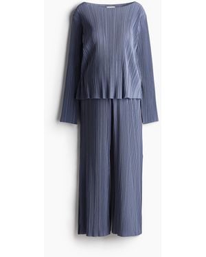 H&M MAMA Zweiteiler aus Plissee - Blau