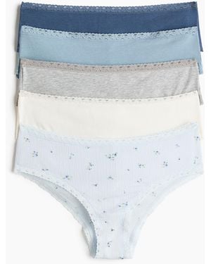 H&M Set Van 5 Katoenen Slips - Blauw