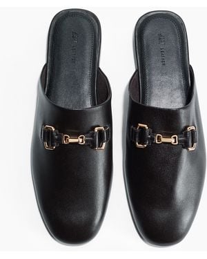 H&M Loafer-Pantoletten aus Leder - Schwarz