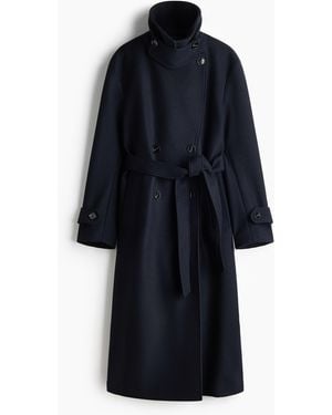 H&M Double-breasted Jas Van Wolmix - Blauw