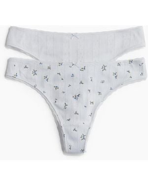 H&M 2er-Pack Tangas mit Pointellemuster - Weiß