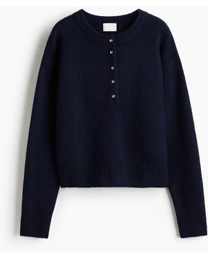 H&M Trui Met Knoopsluiting Boven - Blauw