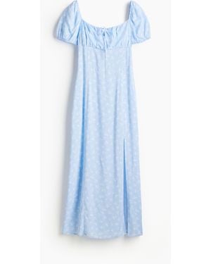 H&M Midikleid mit Puffärmeln - Blau