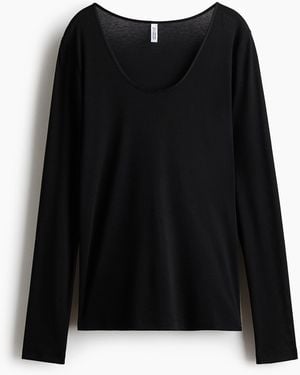 H&M Langarmshirt mit U-Ausschnitt - Schwarz