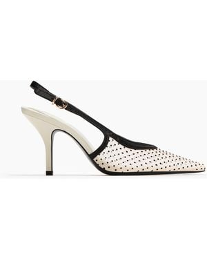 H&M Hohe Slingbacks aus Mesh - Weiß