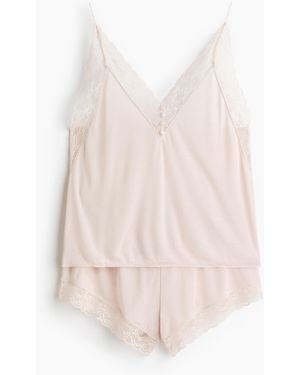 H&M Nachtwäsche aus Viskosegemisch mit Spitze - Pink
