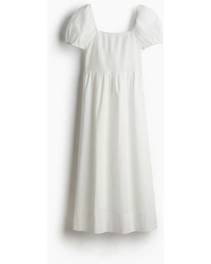 H&M Baumwollkleid mit Puffärmeln - Weiß