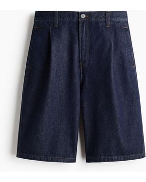 H&M Denim Short Met Plooien - Blauw
