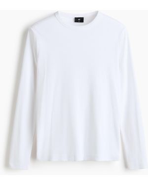 H&M Longsleeve aus Baumwolle in Slim Fit - Weiß
