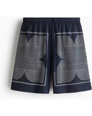 H&M Twill Short Met Drawstring - Blauw