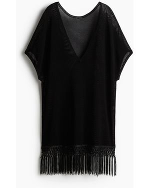 H&M Ajourgebreide Strandkaftan - Zwart