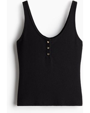 H&M Tanktop in Rippstrick - Schwarz
