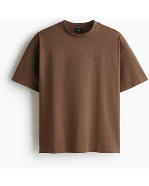 H&M Oversized Fit Cotton T-shirt - Bruin