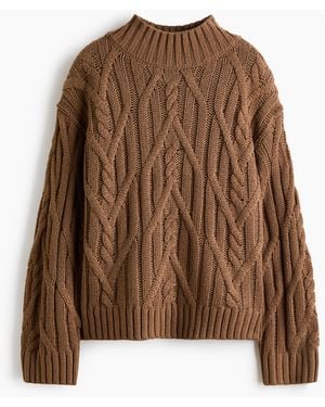 H&M Oversized-Pullover mit Zopfmuster - Braun