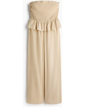 H&M Gesmokter Bandeau-Jumpsuit - Natur