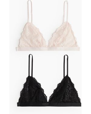 H&M 2er-Pack Unwattierte Soft-BHs aus Spitze - Weiß