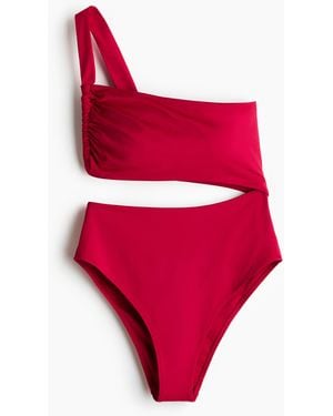 H&M One-Shoulder-Badeanzug mit Cut-out - Rot