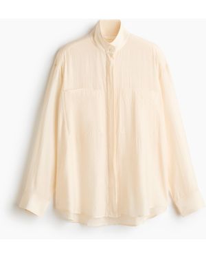 H&M Oversized Overhemdblouse Met Opstaande Kraag - Wit