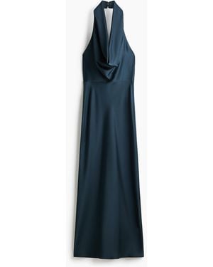 H&M Jurk Met Watervalhals - Blauw