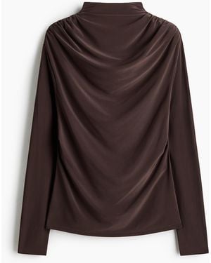 H&M Drapiertes Shirt mit Turtleneck - Braun