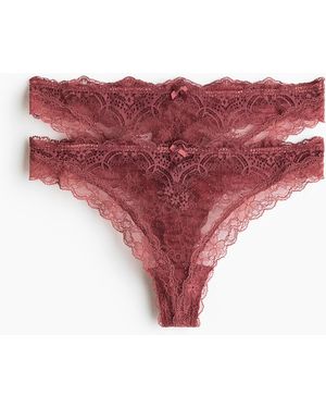 H&M 2er-Pack Tangas aus Spitze - Rot