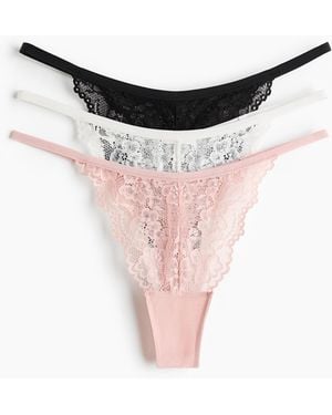 H&M 3er-Pack Tangas aus Spitze - Mehrfarbig