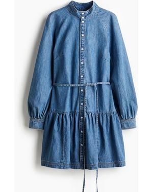 H&M Jeanskleid mit Bindegürtel - Blau