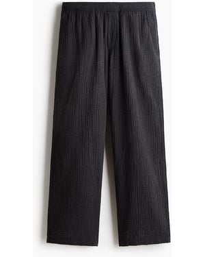 H&M Hose aus Baumwollmusselin in Loose Fit - Schwarz