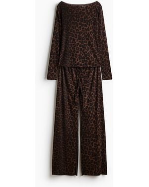 H&M Gerippter Pyjama - Braun