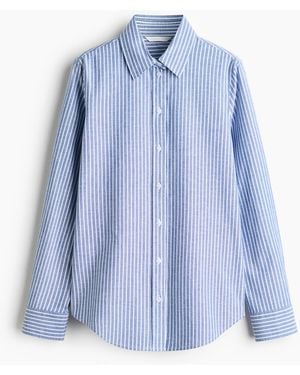 H&M Overhemdblouse Van Oxfordkatoen - Blauw