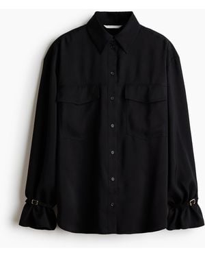 H&M Oversized Overhemdblouse - Zwart