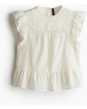 H&M Peplumblouse Met Kant - Wit